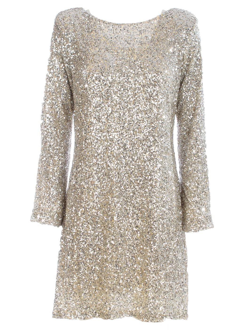 ABITO CORTO PAILLETTES CON FIOCCO, 2 TG  - PLATINO